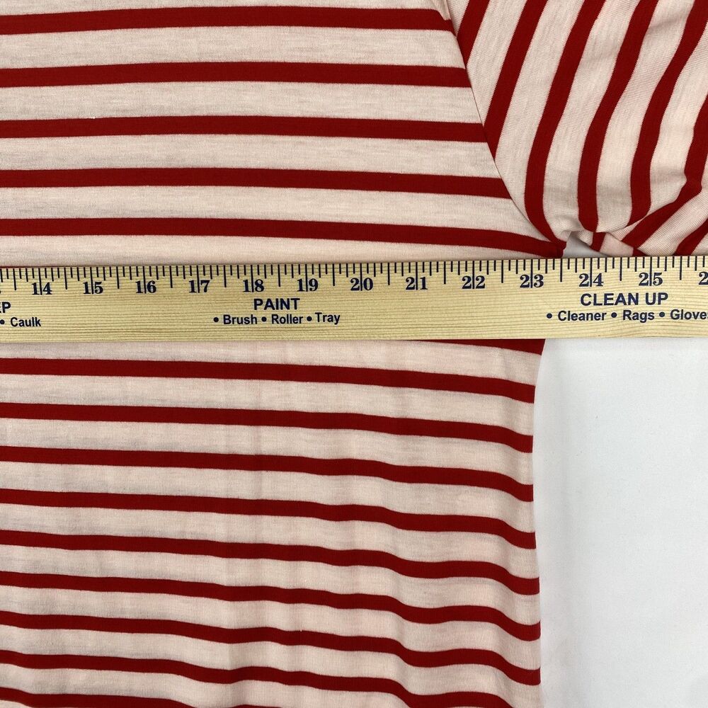 Women’s Boat Neck 3/4 Sleeve Red & White Striped Top Ruffle Hem Size M - Picture 9 of 10